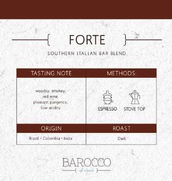 Barocco Coffee Forte Whole Beans - 1kg Sale